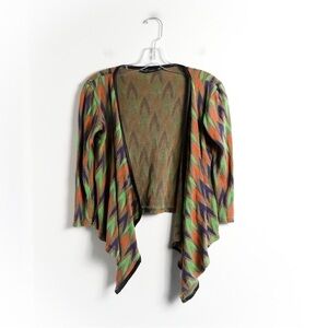 Zara zigzag chevron print open cardigan waterfall knit geometric S Small sweater